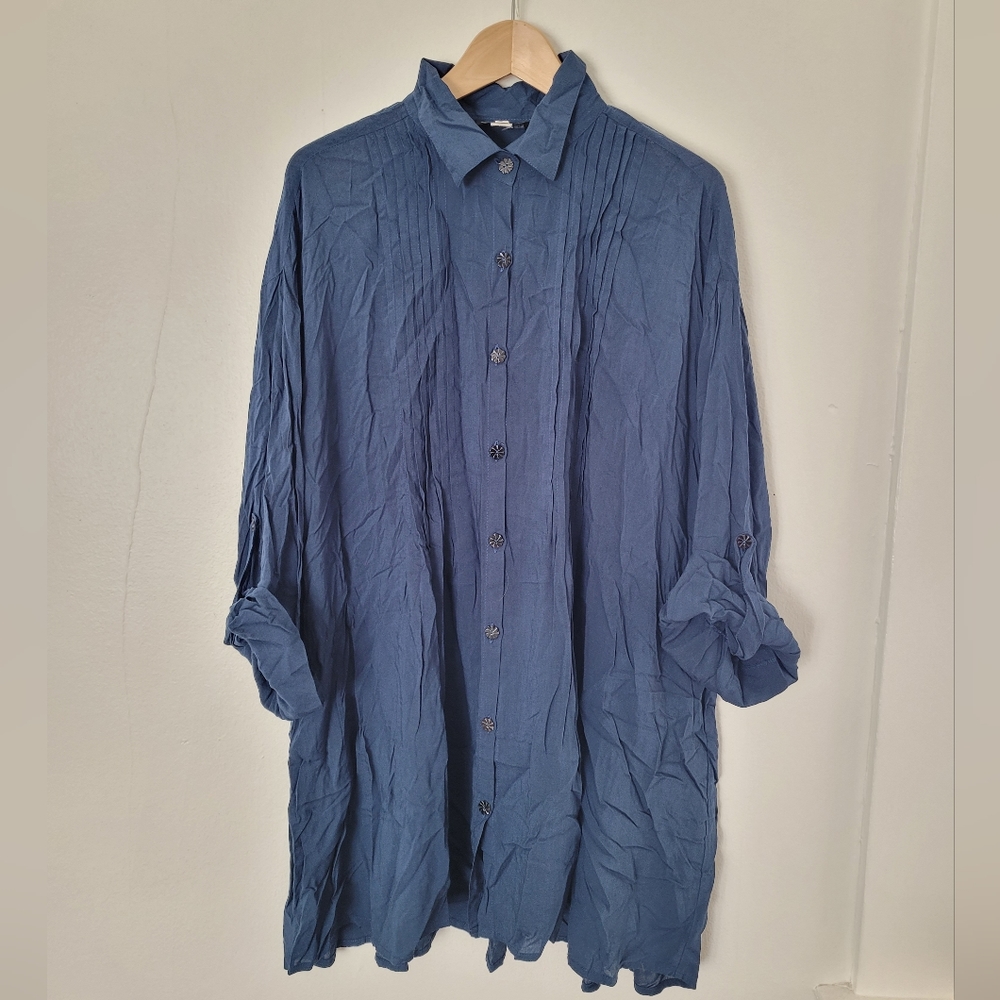 Modesce Dress Shirt Long-Sleeve Button-Down Collared Blue Career Work Size 1XL
